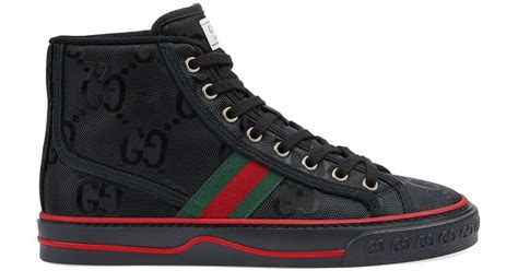 gucci women black sneakers|Gucci high top sneakers black.